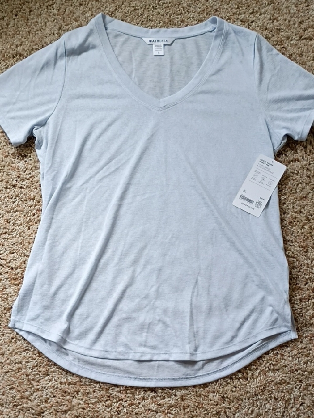 Athleta Pale Blue V-Neck Short Sleeve Tee